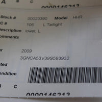 2006-2011 CHEVY HHR DRIVER SIDE REAR LOWER TAIL LIGHT 20778528